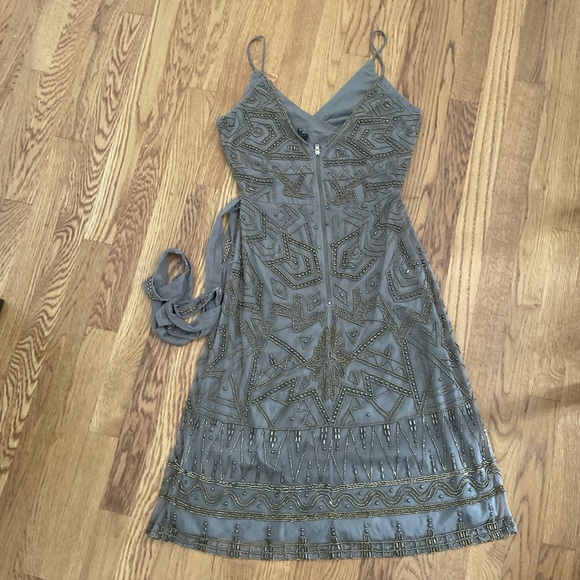 MAJORELLE - Revolve Hollyhock Taupe Embellished Beaded Dress. Size XS